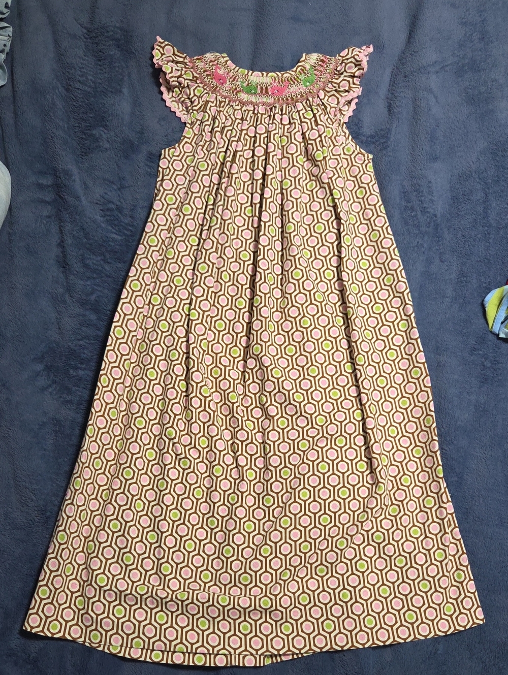Little Girls Pink Geo Smocked Dress